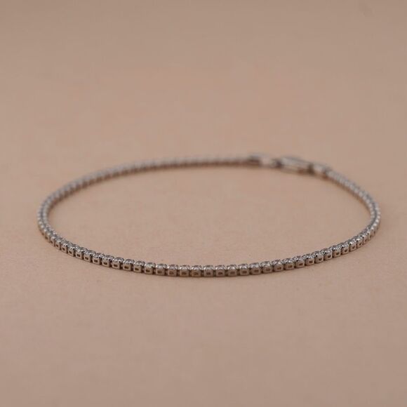 14K Real Gold Tennis Bracelet | Perfect Birthday Gift for Her | Minimal Jewelry - Picture 3 of 10